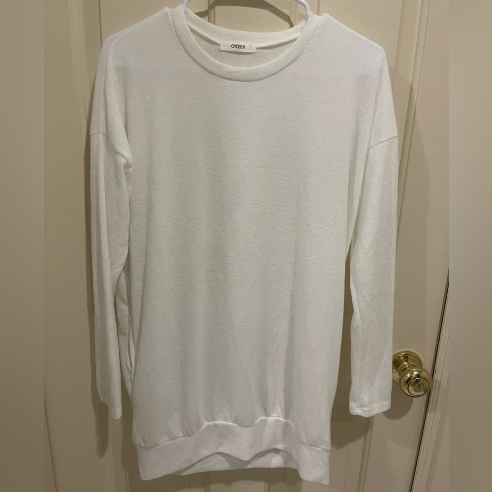 CHERISH Ivory Soft Stretch Long Sleeve Wide Neck Top - Size S